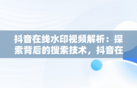 抖音在线水印视频解析：探索背后的搜索技术，抖音在线水印视频解析进行搜索可以吗 