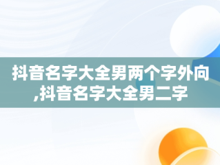 抖音名字大全男两个字外向,抖音名字大全男二字