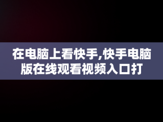 在电脑上看快手,快手电脑版在线观看视频入口打
