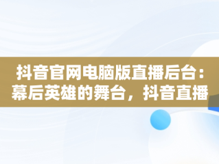 抖音官网电脑版直播后台：幕后英雄的舞台，抖音直播电脑客户端 