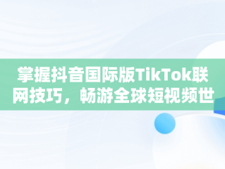 掌握抖音国际版TikTok联网技巧，畅游全球短视频世界，抖音国际版 tiktok怎么联网 