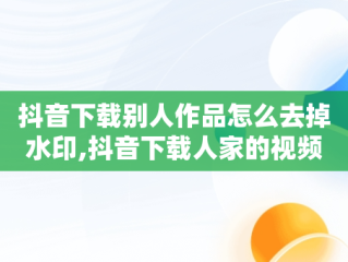 抖音下载别人作品怎么去掉水印,抖音下载人家的视频怎么去除别人号水印