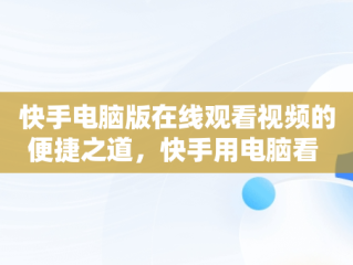 快手电脑版在线观看视频的便捷之道，快手用电脑看 