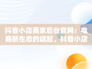 抖音小店商家后台官网：电商新生态的崛起，抖音小店商家入口网址 