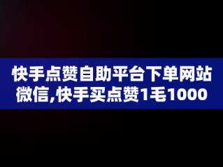 快手点赞自助平台下单网站微信,快手买点赞1毛1000赞网站微信支付