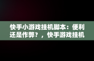 快手小游戏挂机脚本：便利还是作弊？，快手游戏挂机软件 