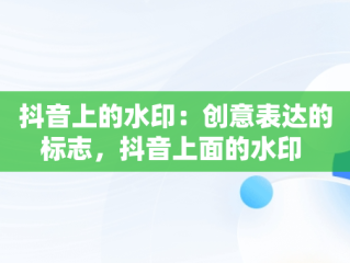抖音上的水印：创意表达的标志，抖音上面的水印 