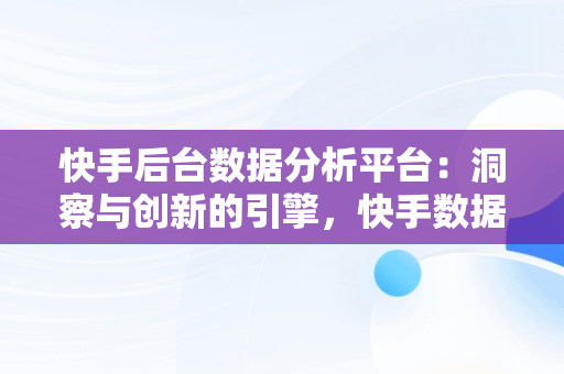 快手后台数据分析平台：洞察与创新的引擎，快手数据分析怎么看 